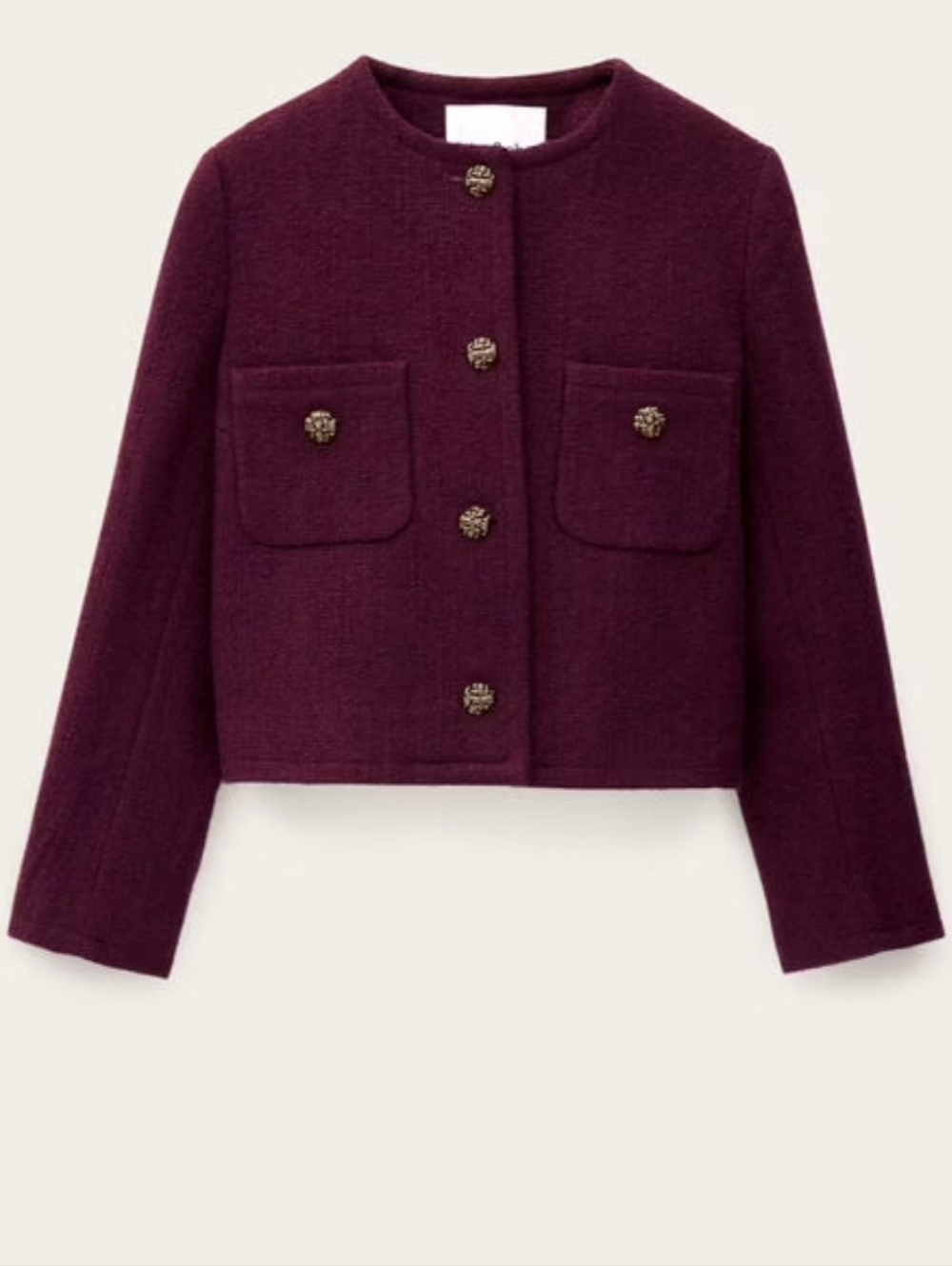 BA&SH MEREDITH SHORT JACKET BORDEAUX ROUND NECK SIZE LARGE NWOT $435.00